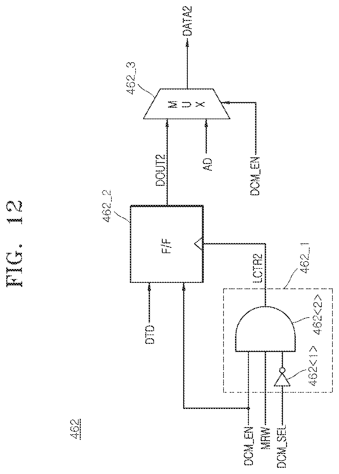 Patent US12562725 Figure 12 – Semiconductor system for monitoring results of determination of duty ratio of data clock signals