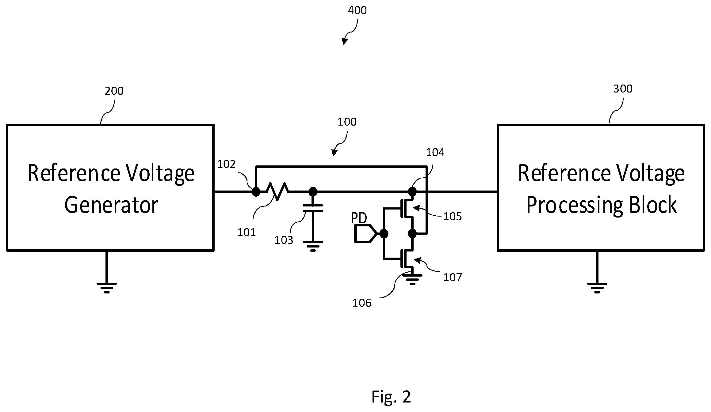 Patent US12562729 Figure 2 – Filter with low leakage power-down switches