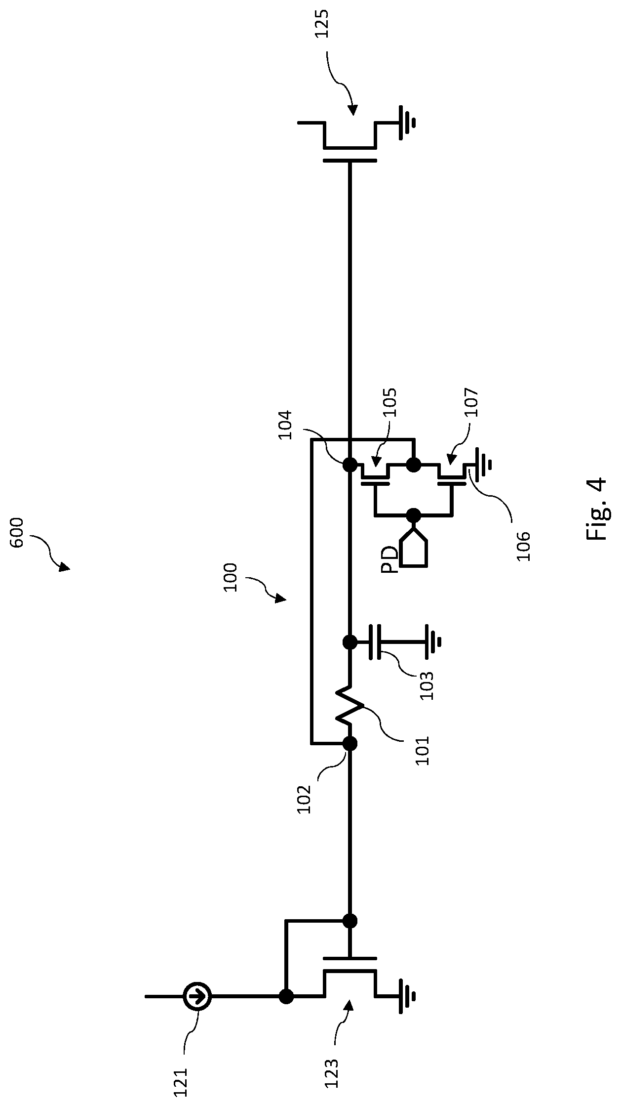 Patent US12562729 Figure 4 – Filter with low leakage power-down switches