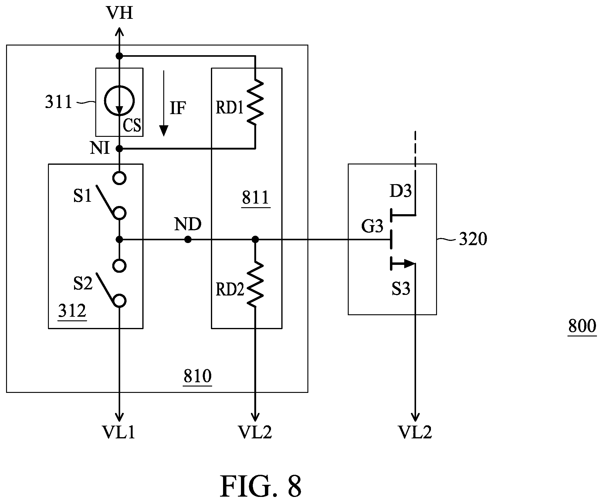 Patent US12562731 Figure 5 – Driving circuit for driving either voltage-driven or current-driven switch