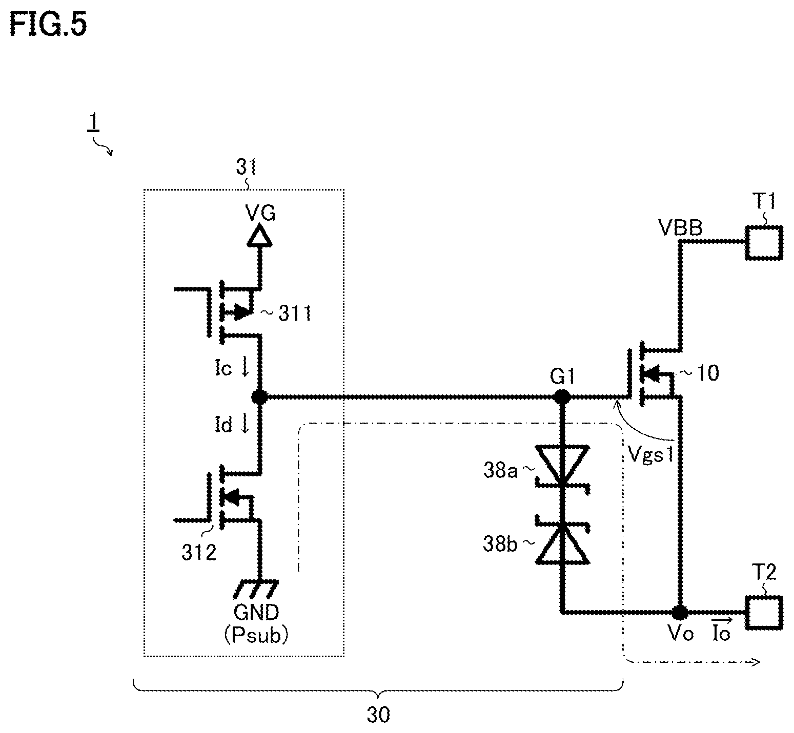 Patent US12562732 Figure 5 – Switching device, electronic device, and vehicle