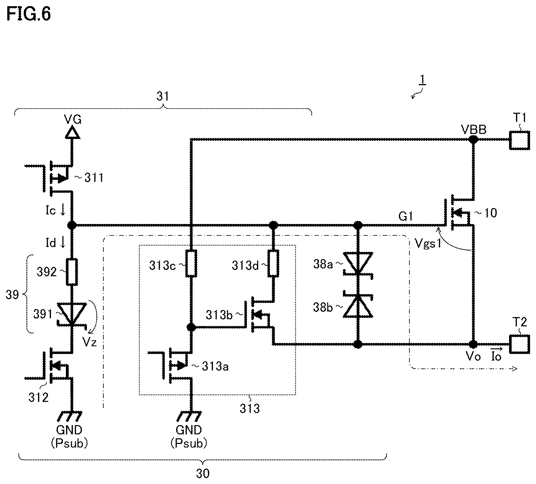 Patent US12562732 Figure 6 – Switching device, electronic device, and vehicle