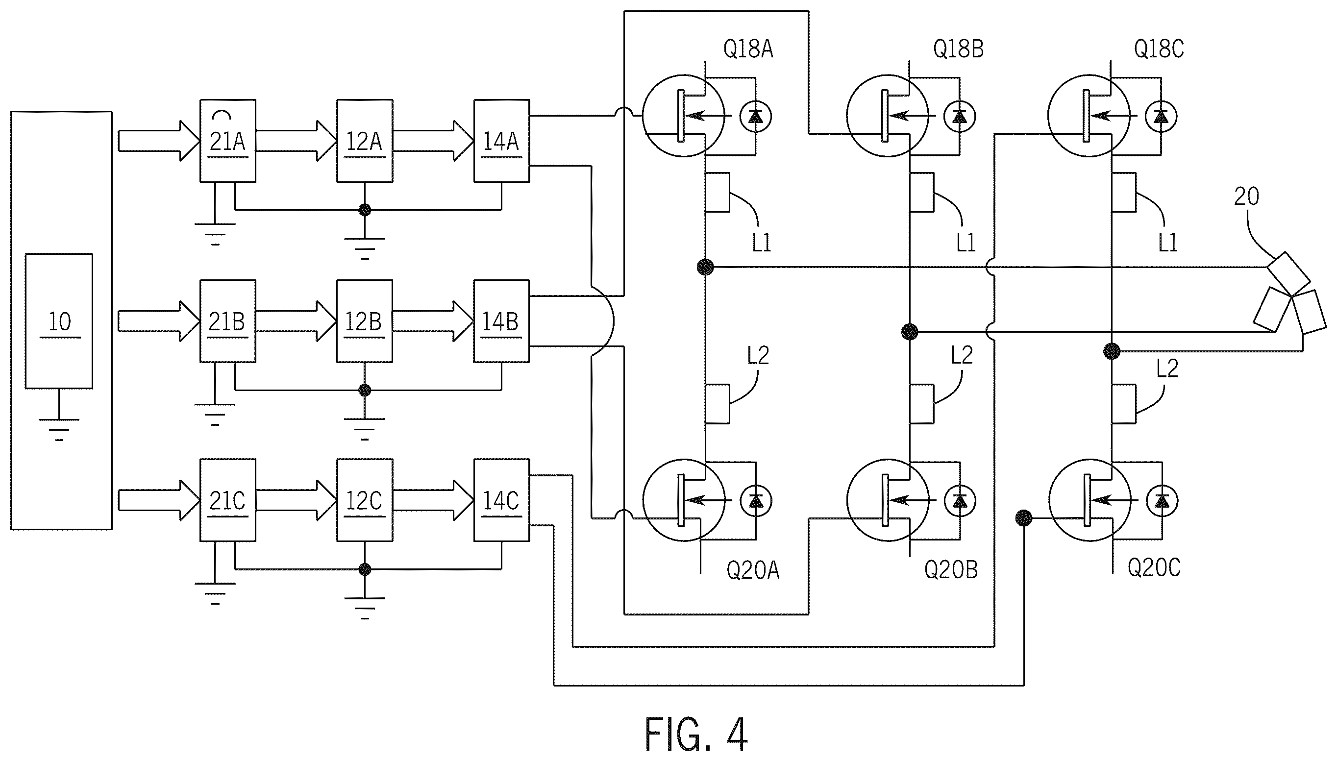 Patent US12562733 Figure 4 – Power MOSFET driving circuit with transfer curve gate driver and ground shift compensation