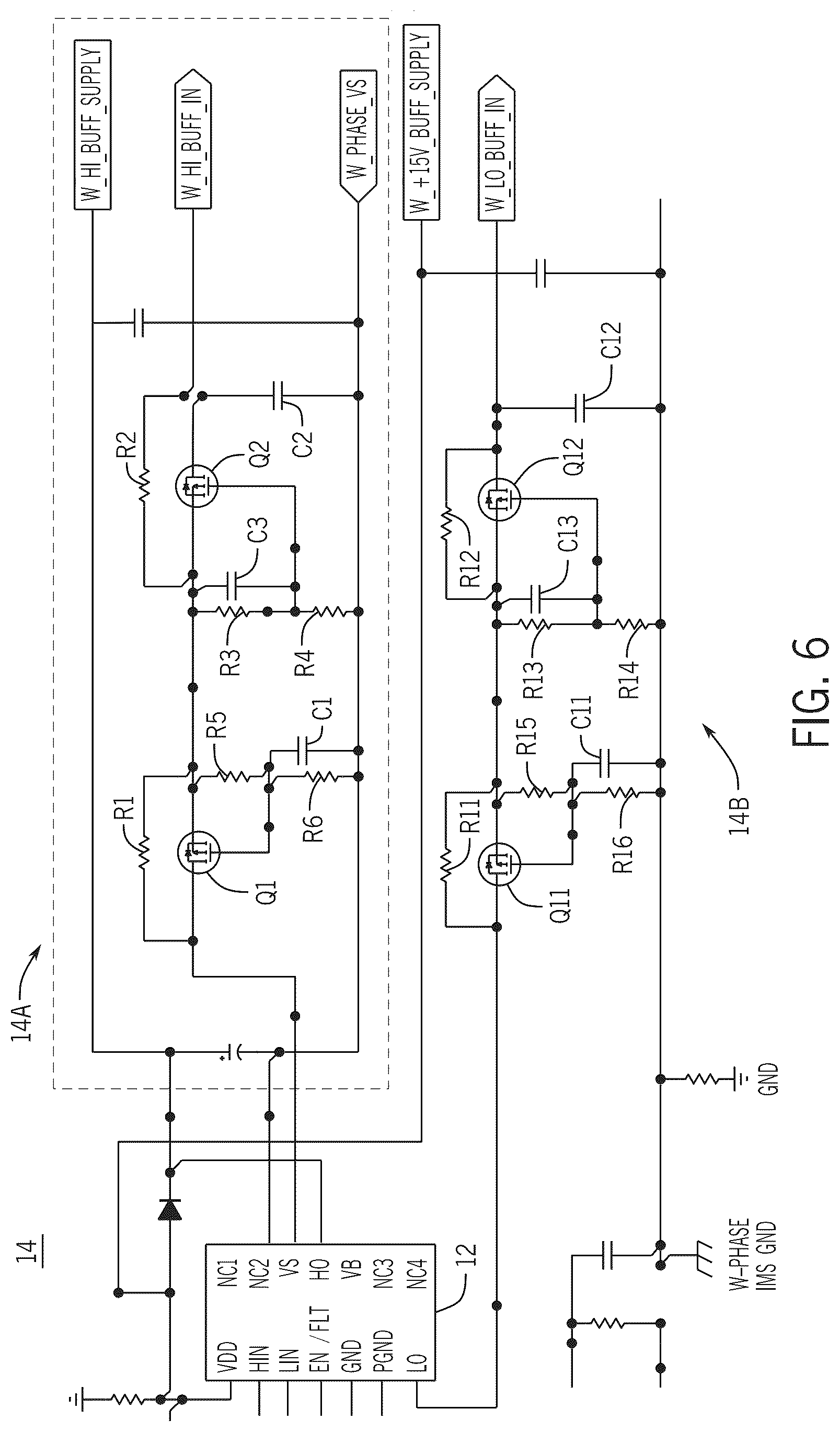 Patent US12562733 Figure 6 – Power MOSFET driving circuit with transfer curve gate driver and ground shift compensation