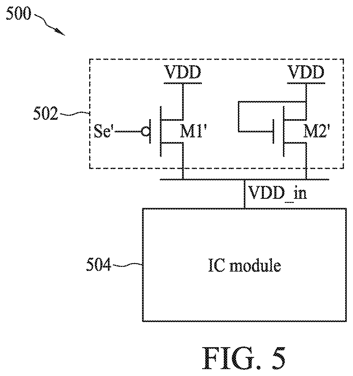 Patent US12562734 Figure 5 – Power switch circuit, IC structure of power switch circuit, and method of forming IC structure