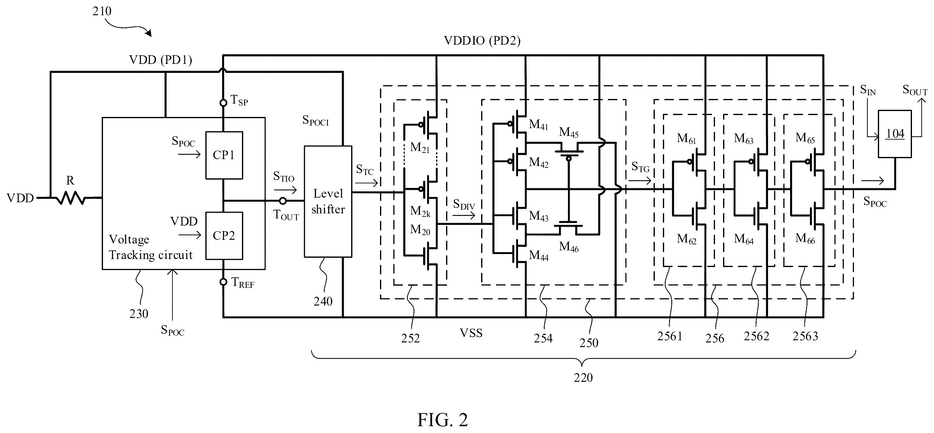 Patent US12562739 Figure 2 – Power-on control circuit and integrated circuit having multiple power domains