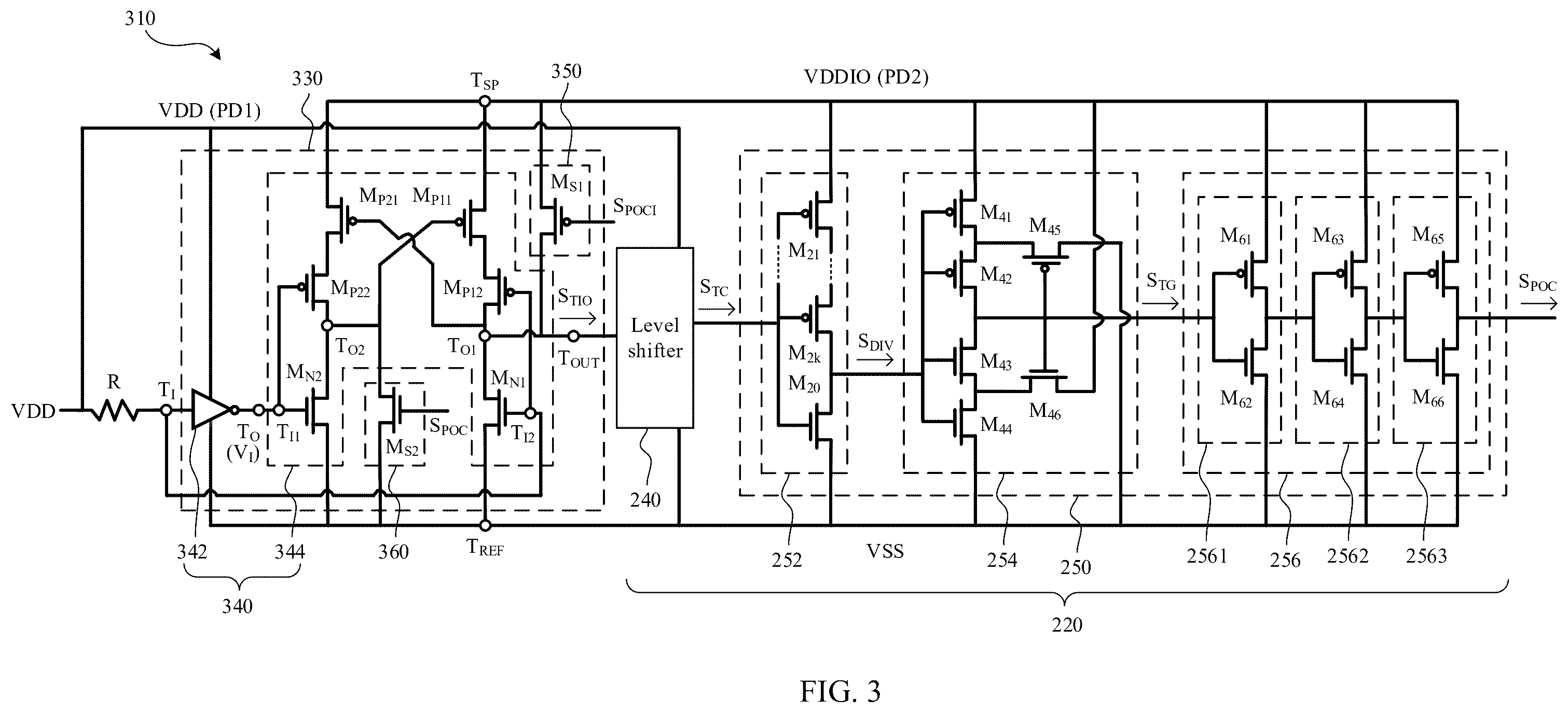 Patent US12562739 Figure 3 – Power-on control circuit and integrated circuit having multiple power domains