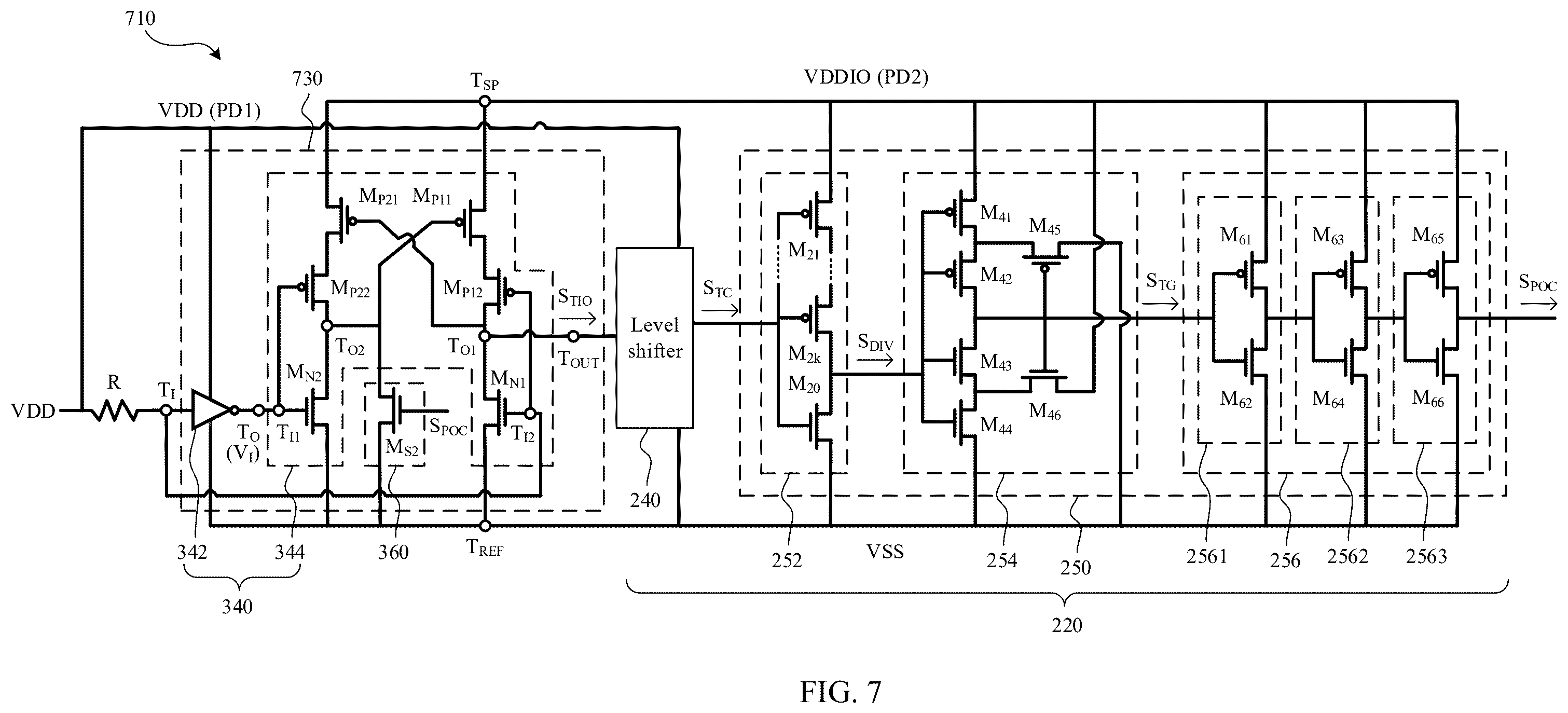 Patent US12562739 Figure 7 – Power-on control circuit and integrated circuit having multiple power domains