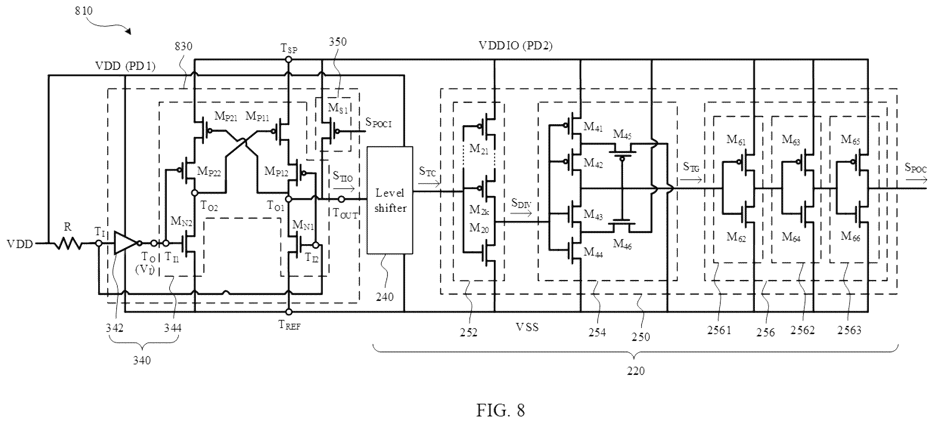 Patent US12562739 Figure 8 – Power-on control circuit and integrated circuit having multiple power domains