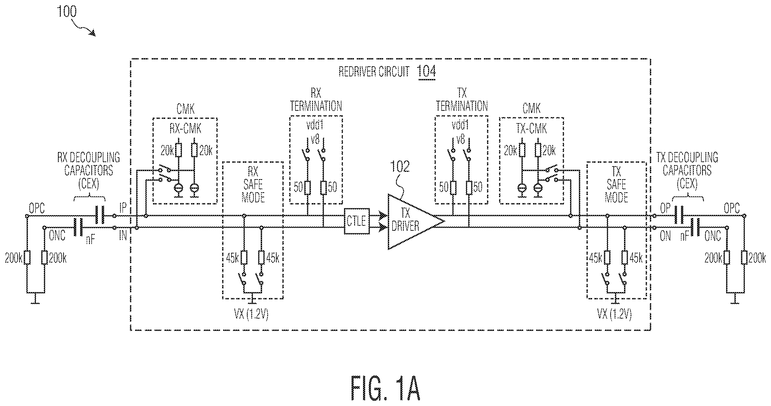 Patent US12562740 Figure 1 – ReDriver circuit