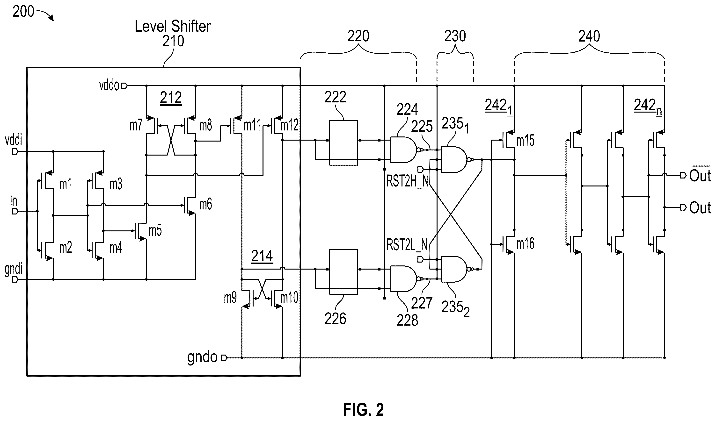Patent US12562741 Figure 2 – Low distortion level shifter