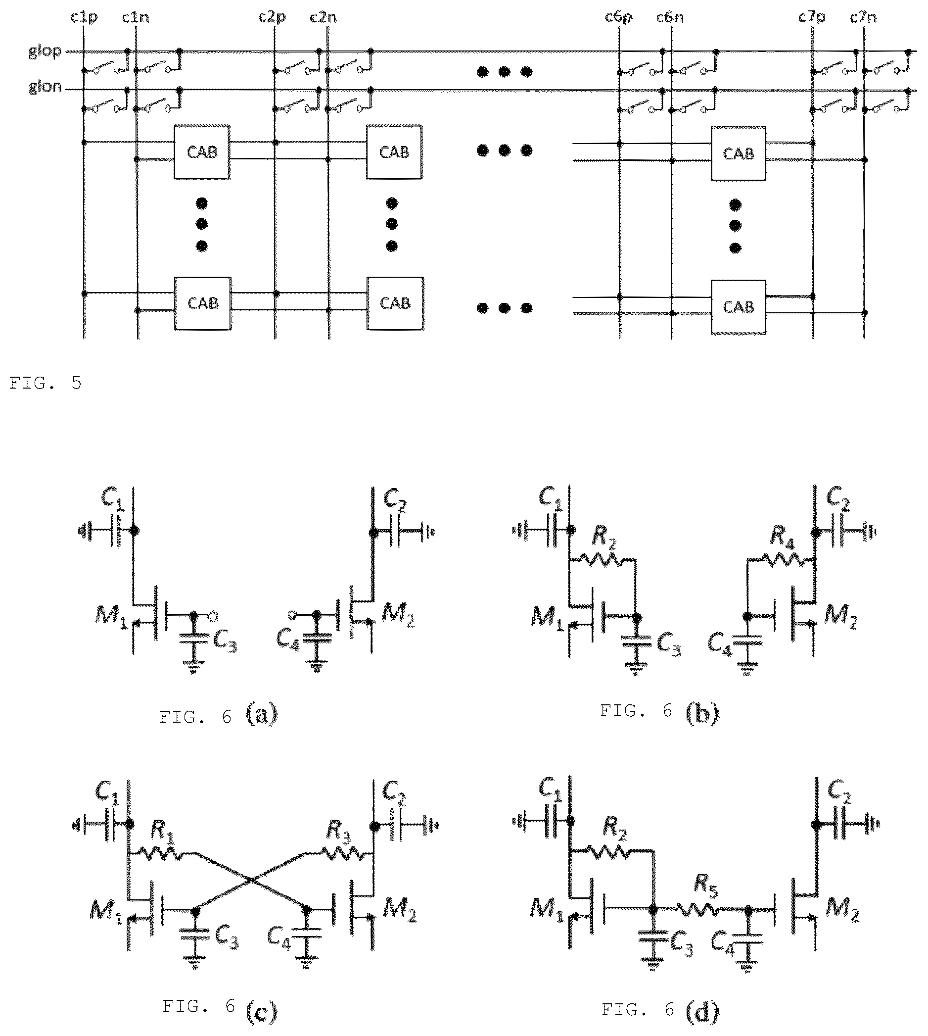 Patent US12562743 Figure 5 – Reconfigurable array for analog applications