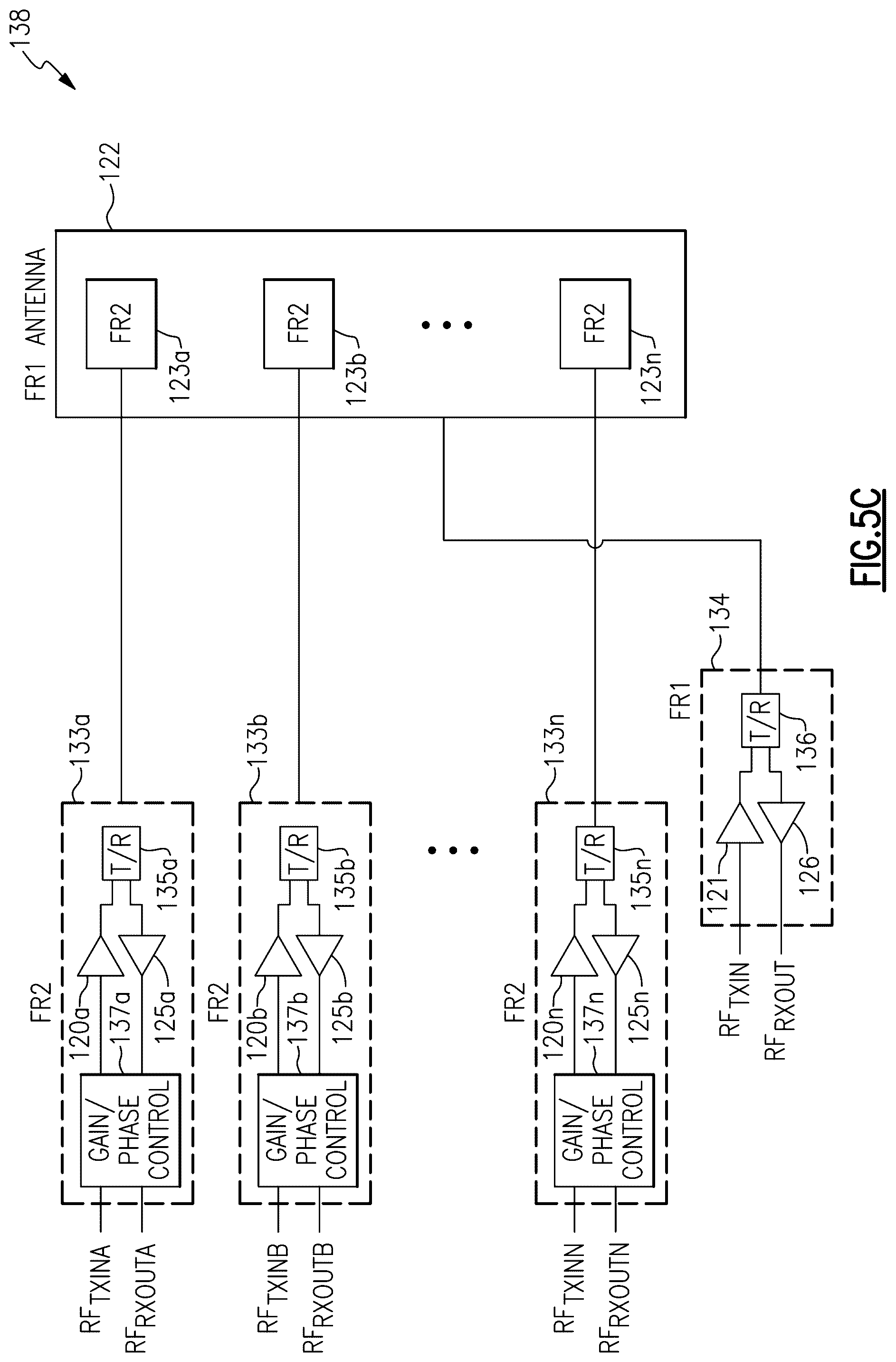 Patent US12562757 Figure 10 – Antenna systems with a frequency range two antenna array integrated into a frequency range one antenna