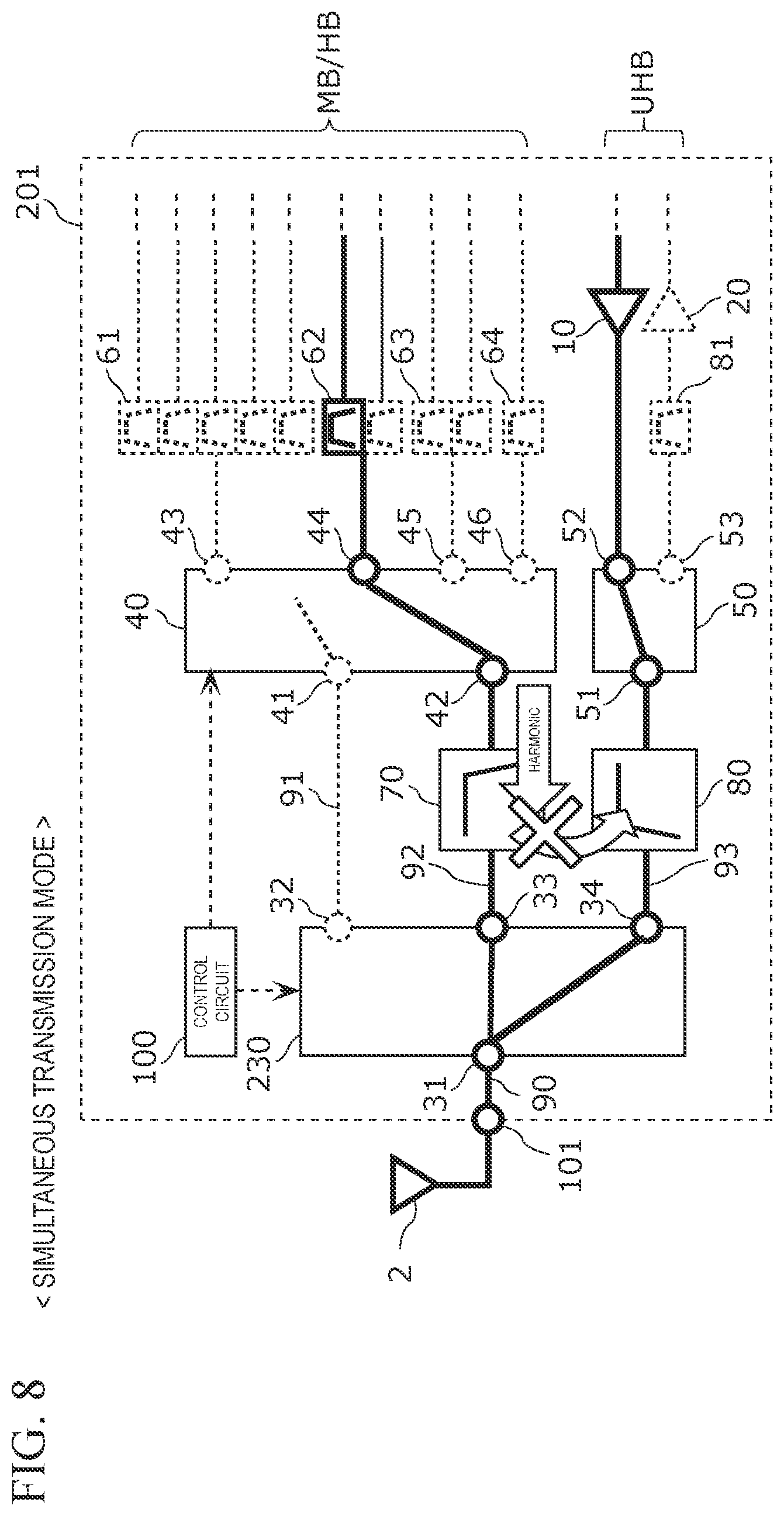 Patent US12562759 Figure 8 – Radio-frequency circuit and communication device