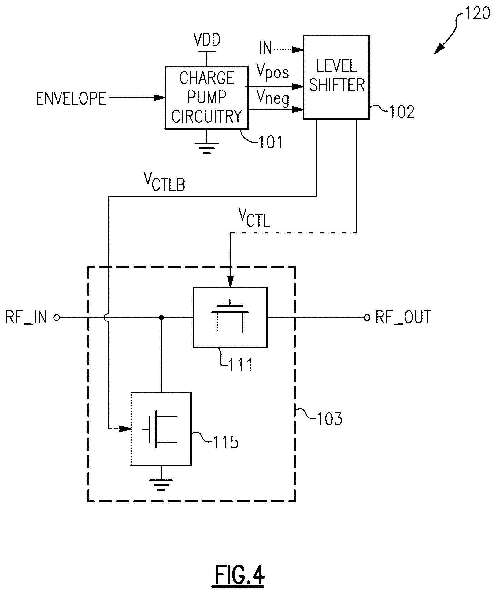 Patent US12562760 Figure 6 – Envelope controlled radio frequency switches
