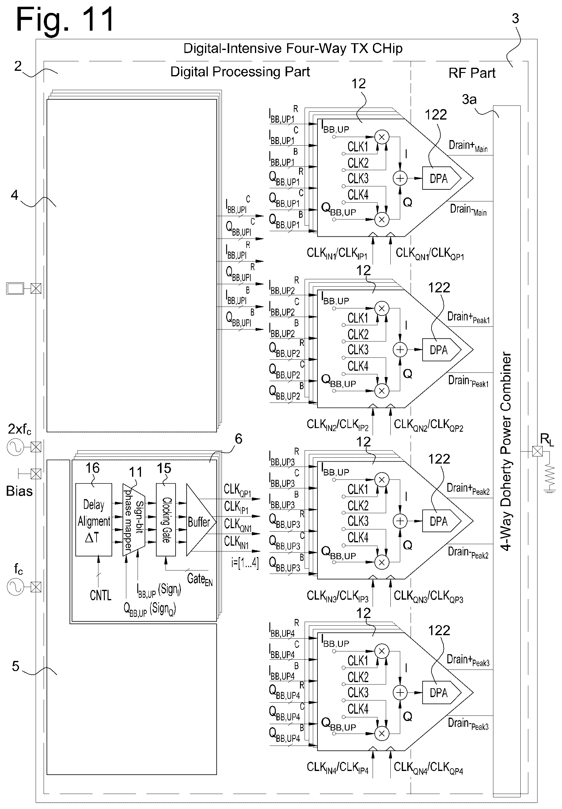Patent US12562762 Figure 10 – Digital transmitter featuring a 50%-LO signed phase mapper