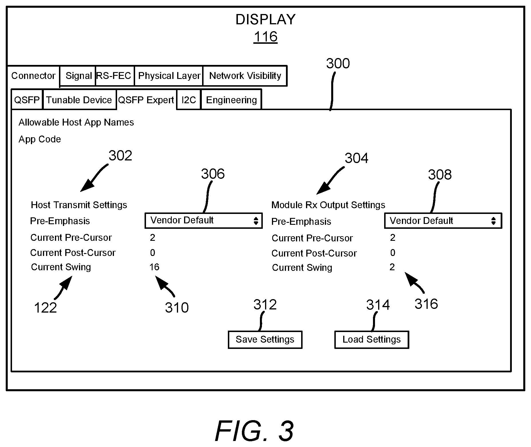 Patent US12562811 Figure 3 – Equalization setting value determinations for electrical signals transmitted to and/or received from optical modules