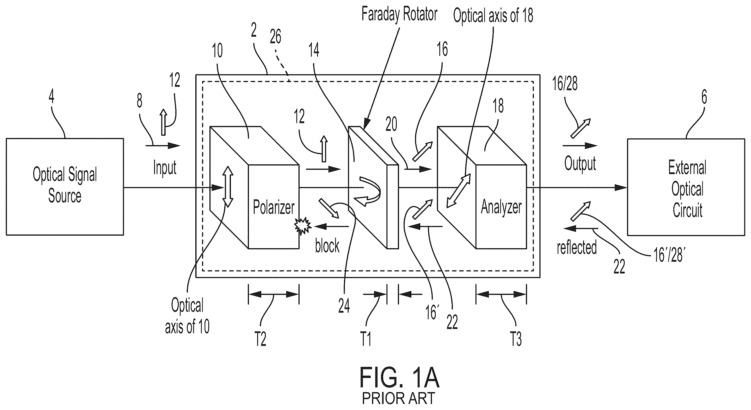 Patent US12562813 Figure 1 – Reduced thickness optical isolator and method of use thereof in a laser optic system