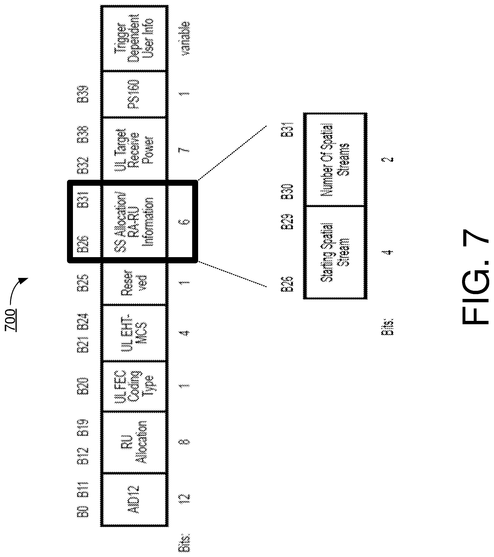 Patent US12562839 Figure 7 – Detailed signaling designs for distributed-tone resource unit transmission