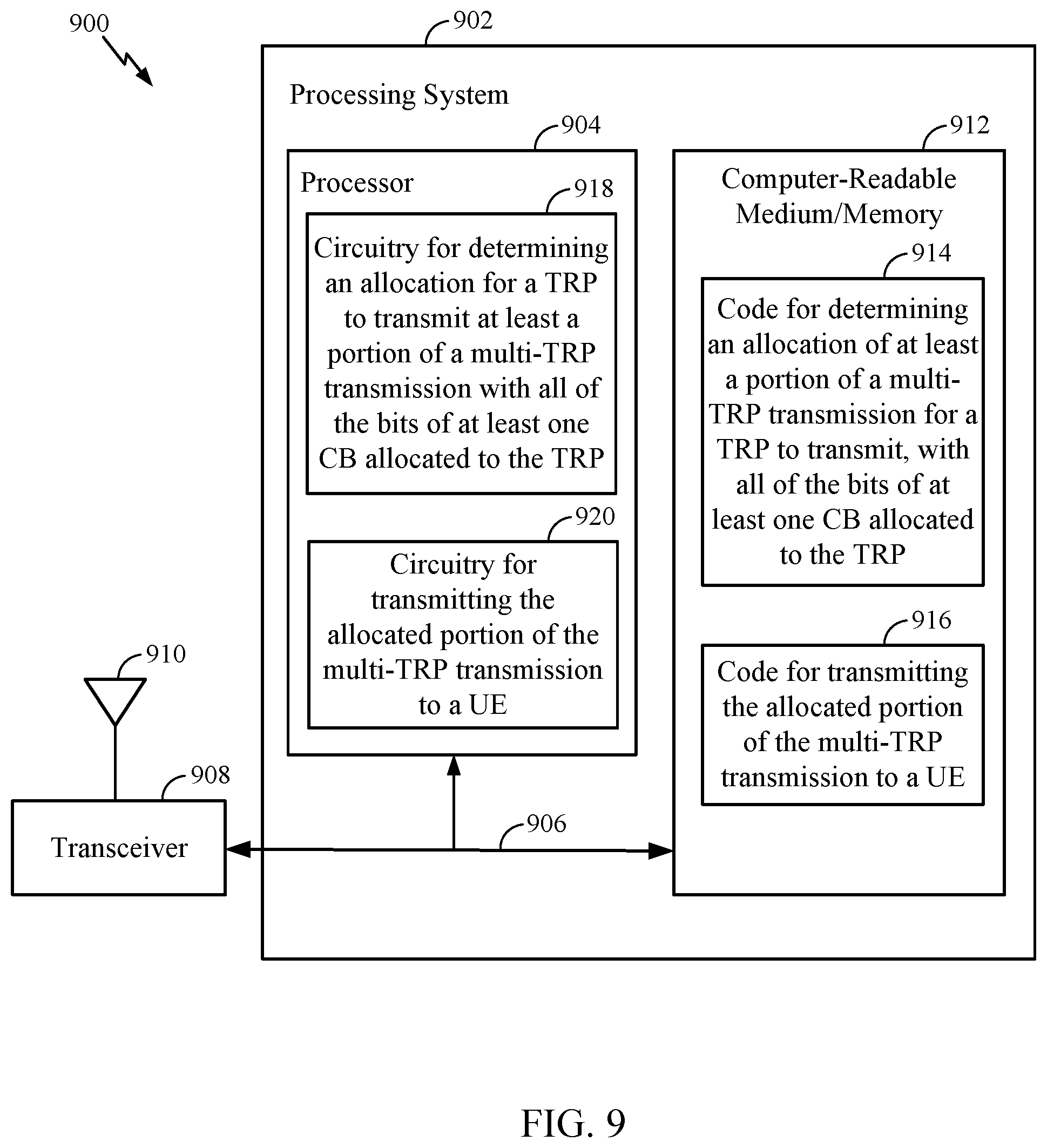 Patent US12562851 Figure 9 – Layer mapping for multi-TRP transmissions