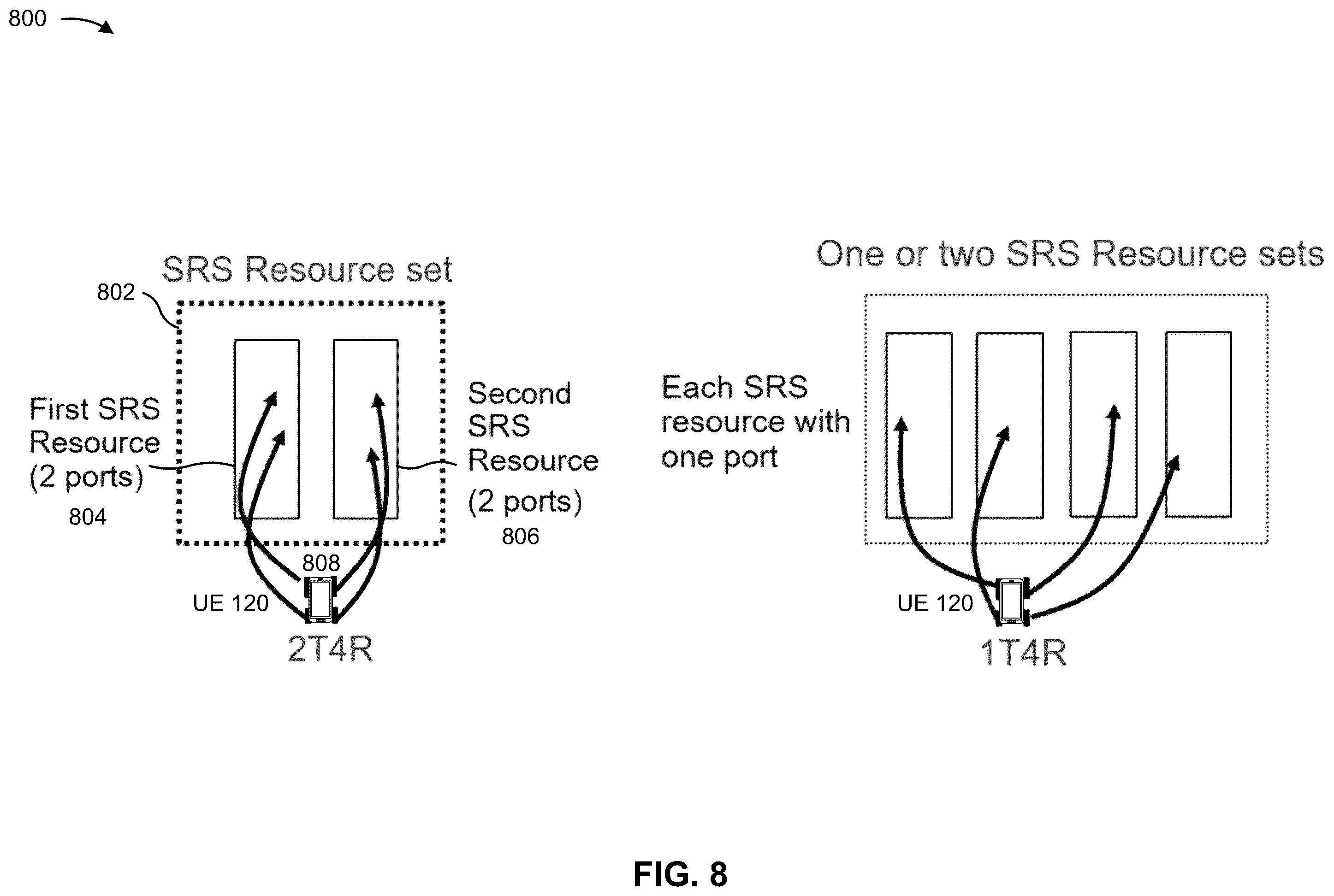 Patent US12562860 Figure 8 – Sounding reference signal precoding