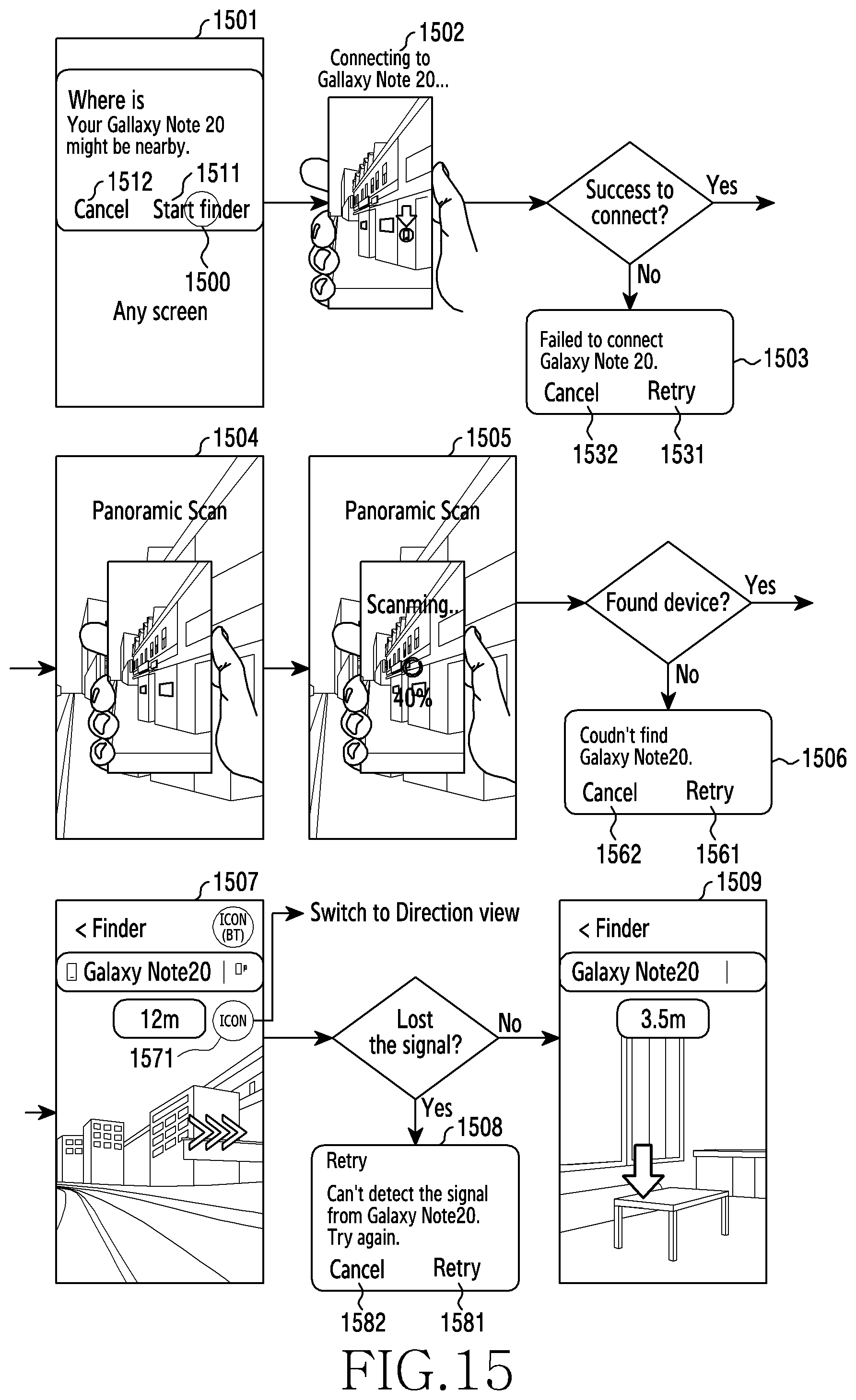 Patent US12562880 Figure 15 – Method and apparatus for finding lost device using UWB and AR apparatus