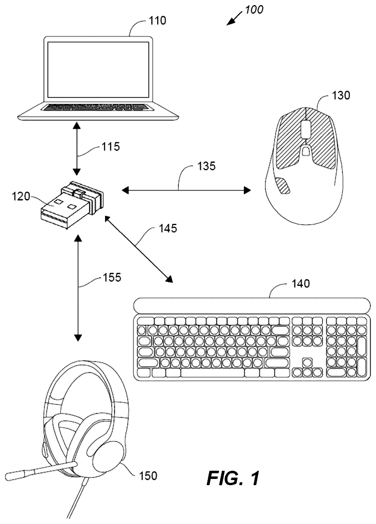 Patent US12563443 Figure 1 – Wireless communication protocol for efficient packet management for input devices