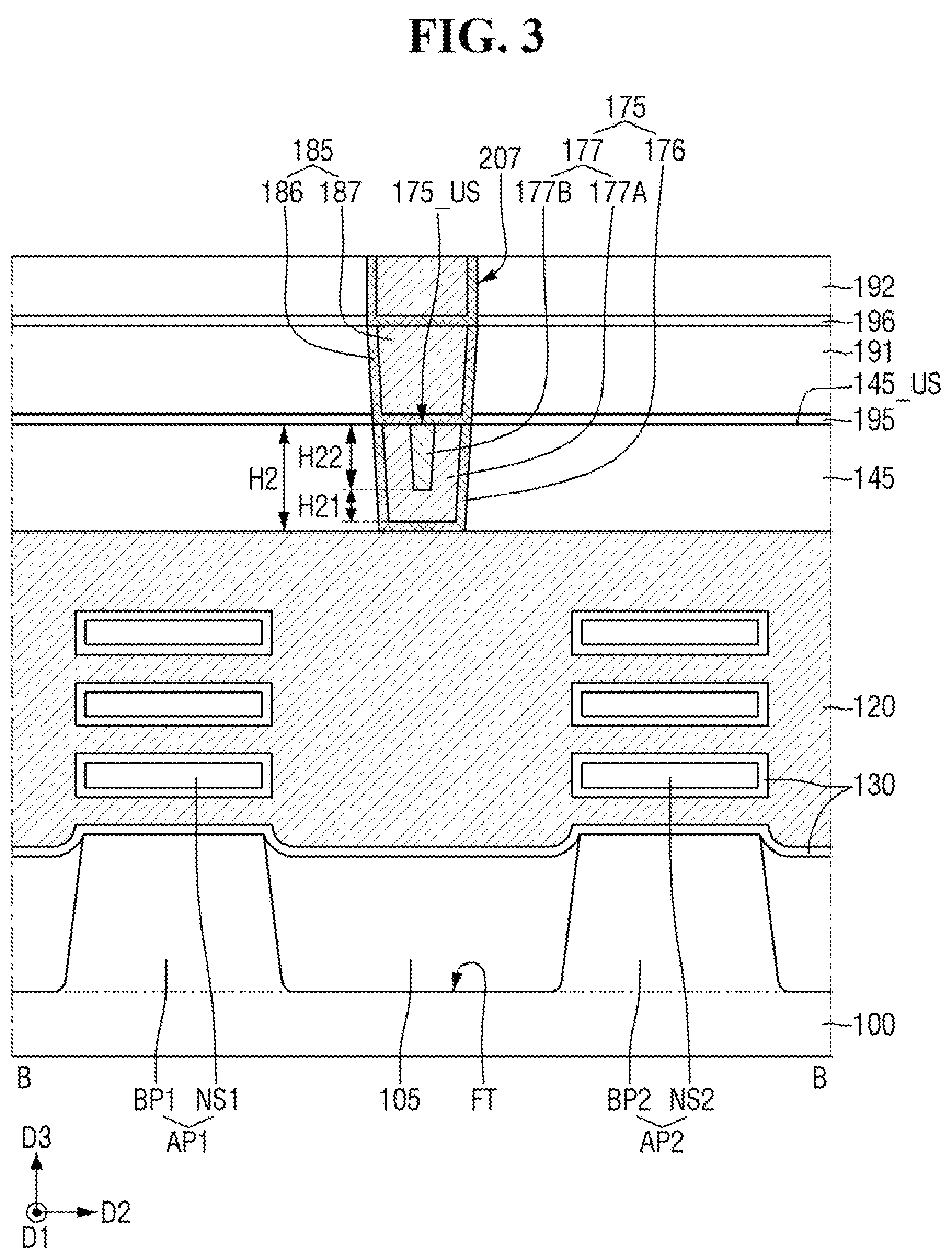 Patent US12563799 Figure 3 – Multi-pattern semiconductor device and method for fabricating same