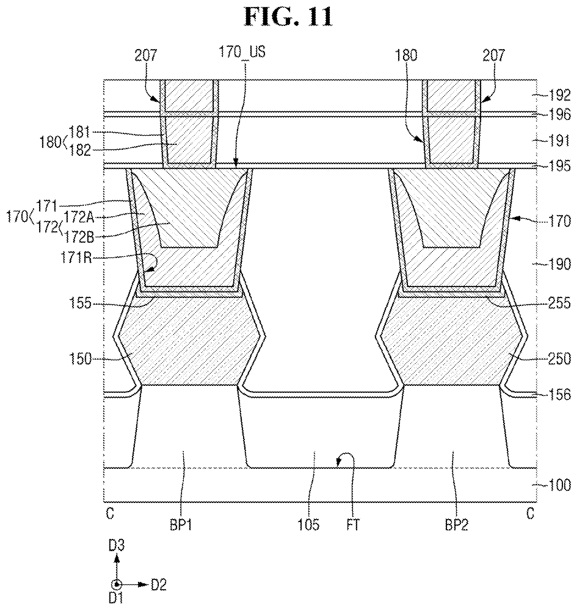 Patent US12563799 Figure 12 – Multi-pattern semiconductor device and method for fabricating same