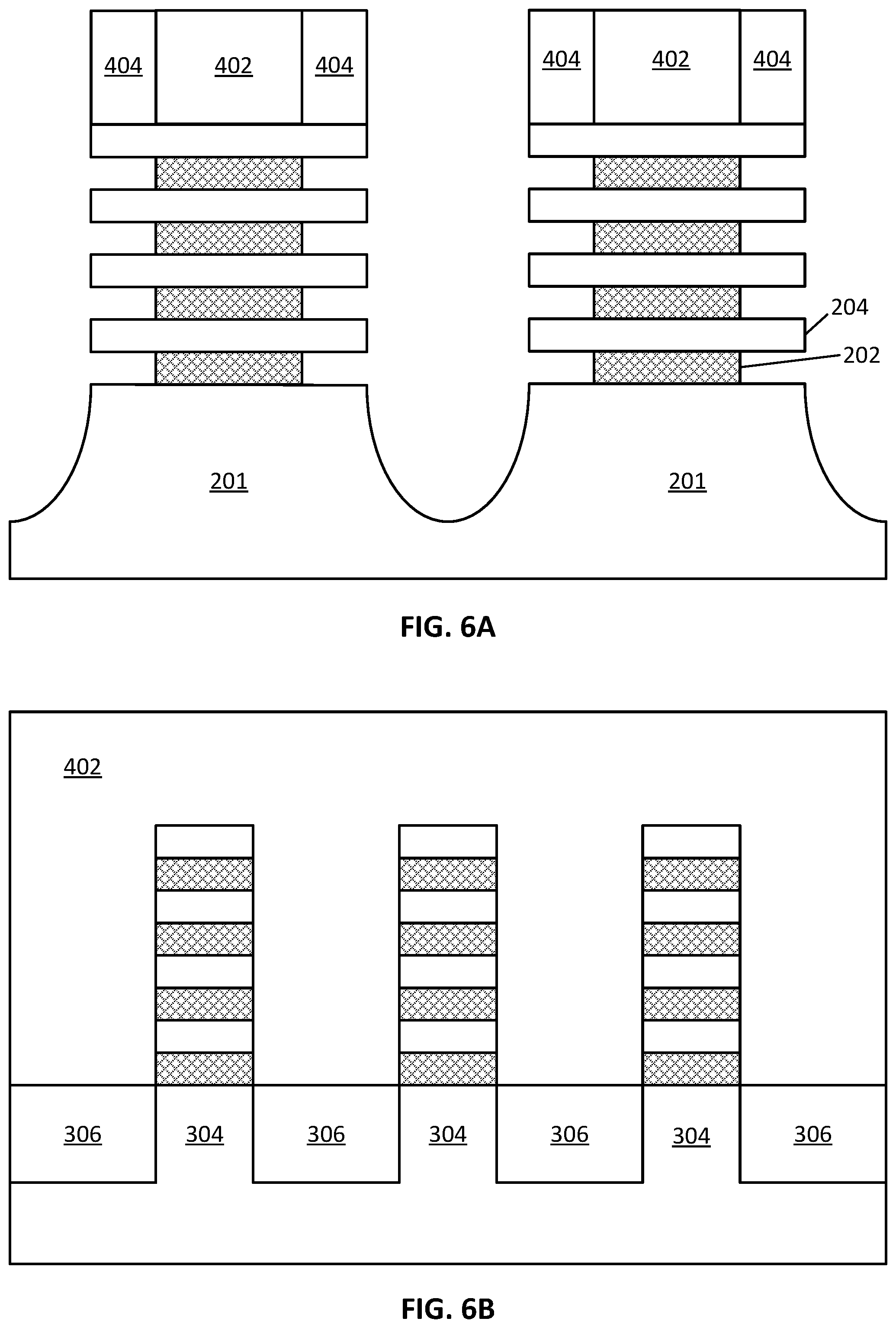Patent US12563810 Figure 6 – Selective backside recessing of source and drain regions