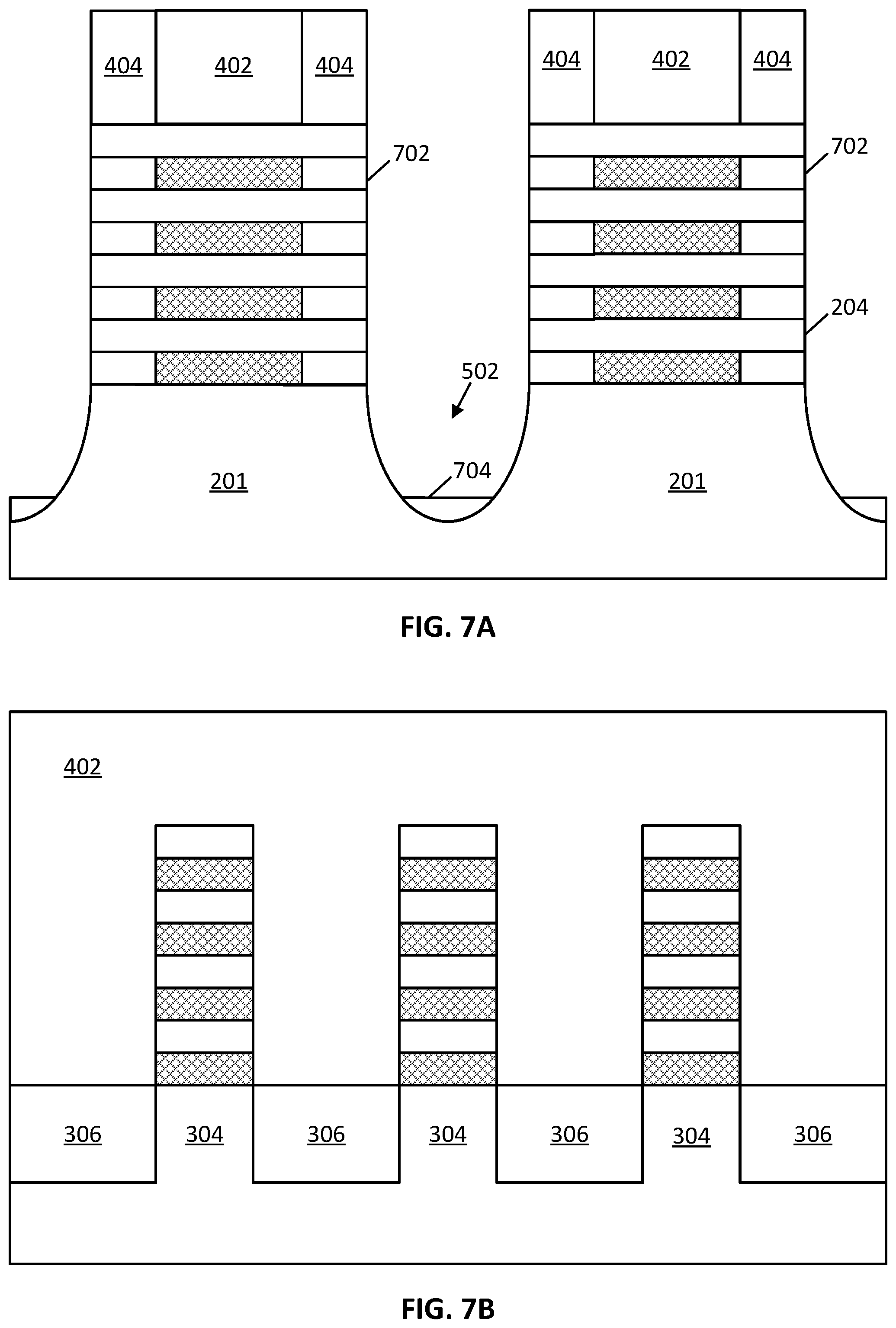 Patent US12563810 Figure 7 – Selective backside recessing of source and drain regions
