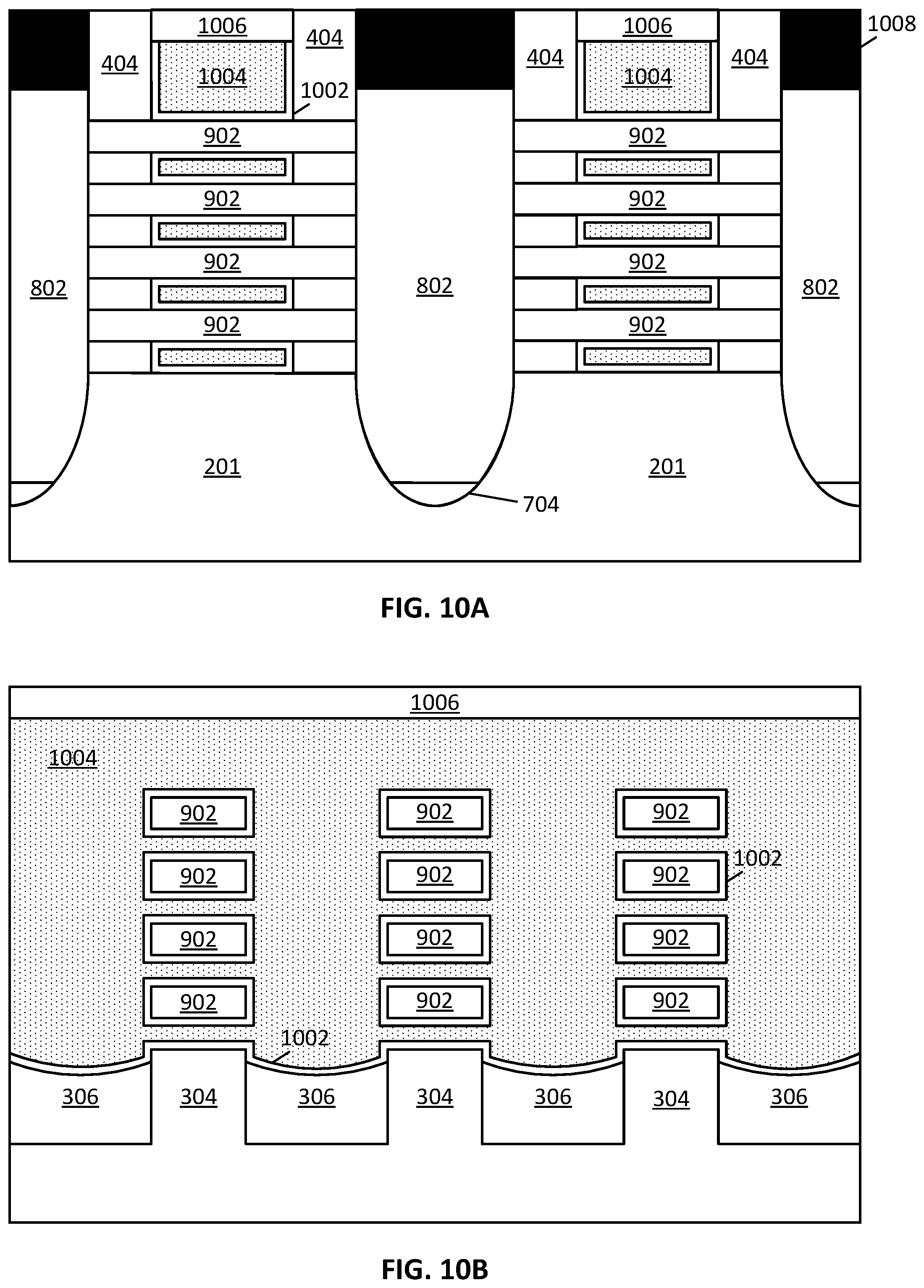 Patent US12563810 Figure 10 – Selective backside recessing of source and drain regions