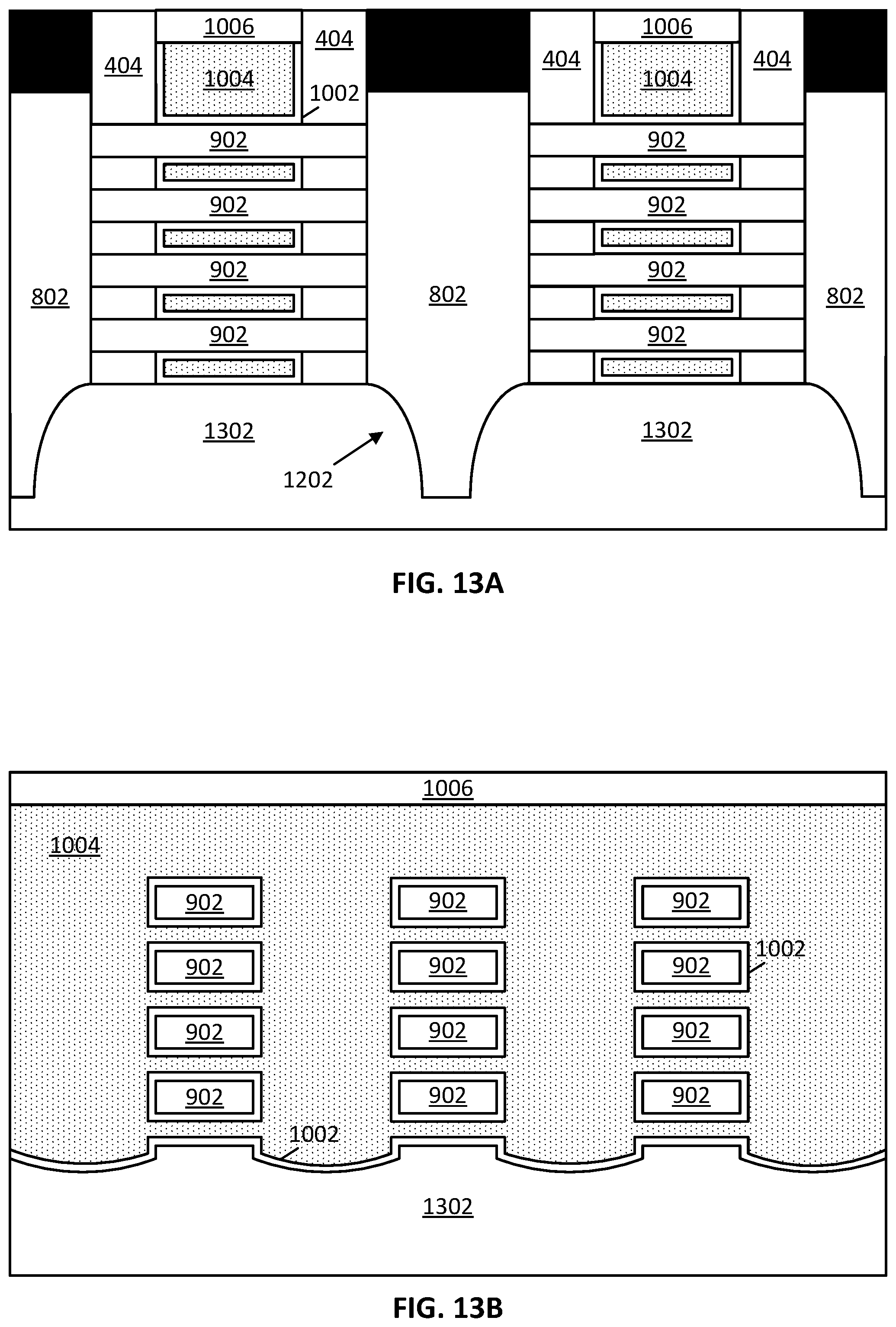 Patent US12563810 Figure 13 – Selective backside recessing of source and drain regions