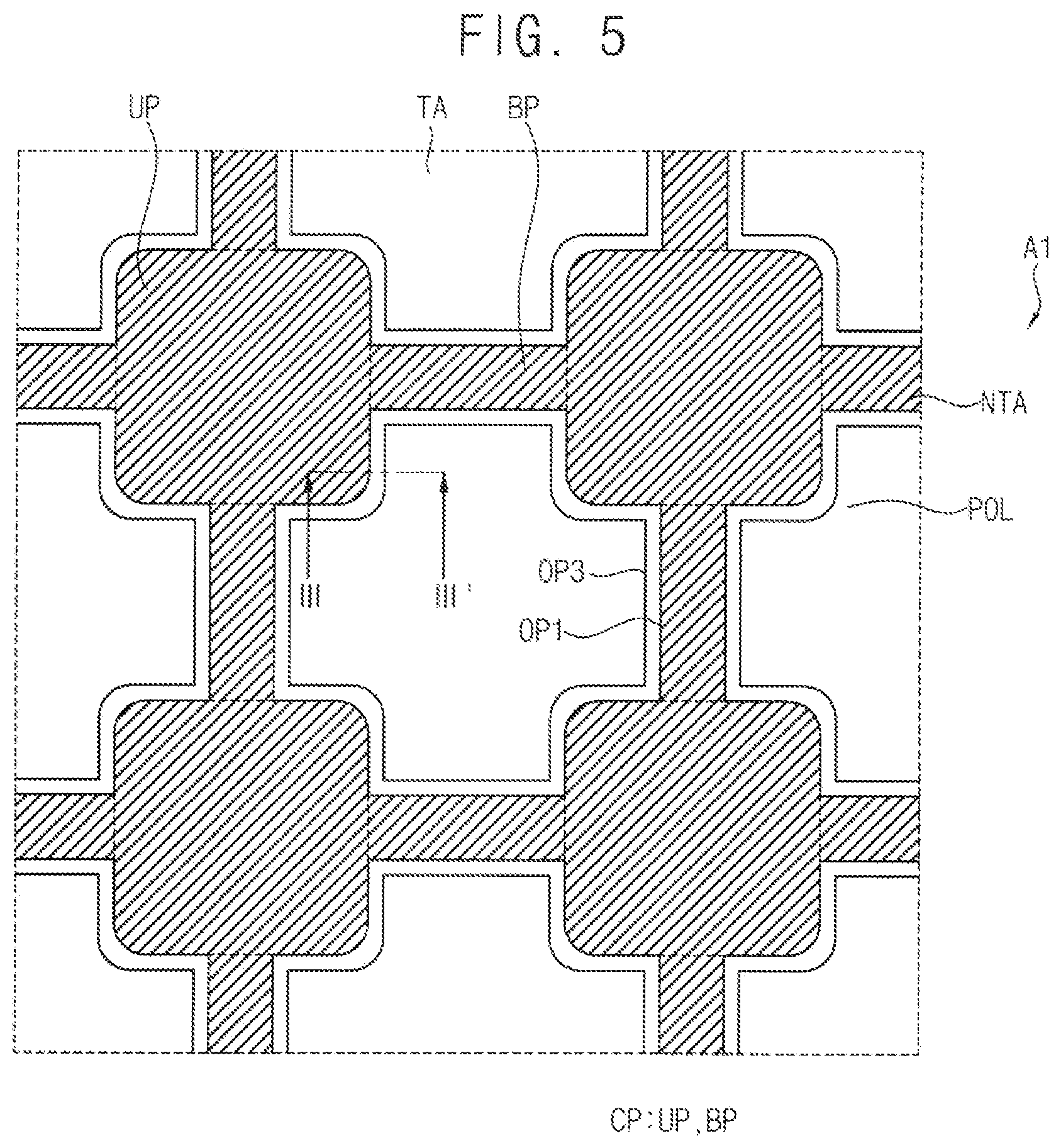 Patent US12563952 Figure 4 – Display device with aligned openings in a polarizing film and conductive layers and method of manufacturing the same