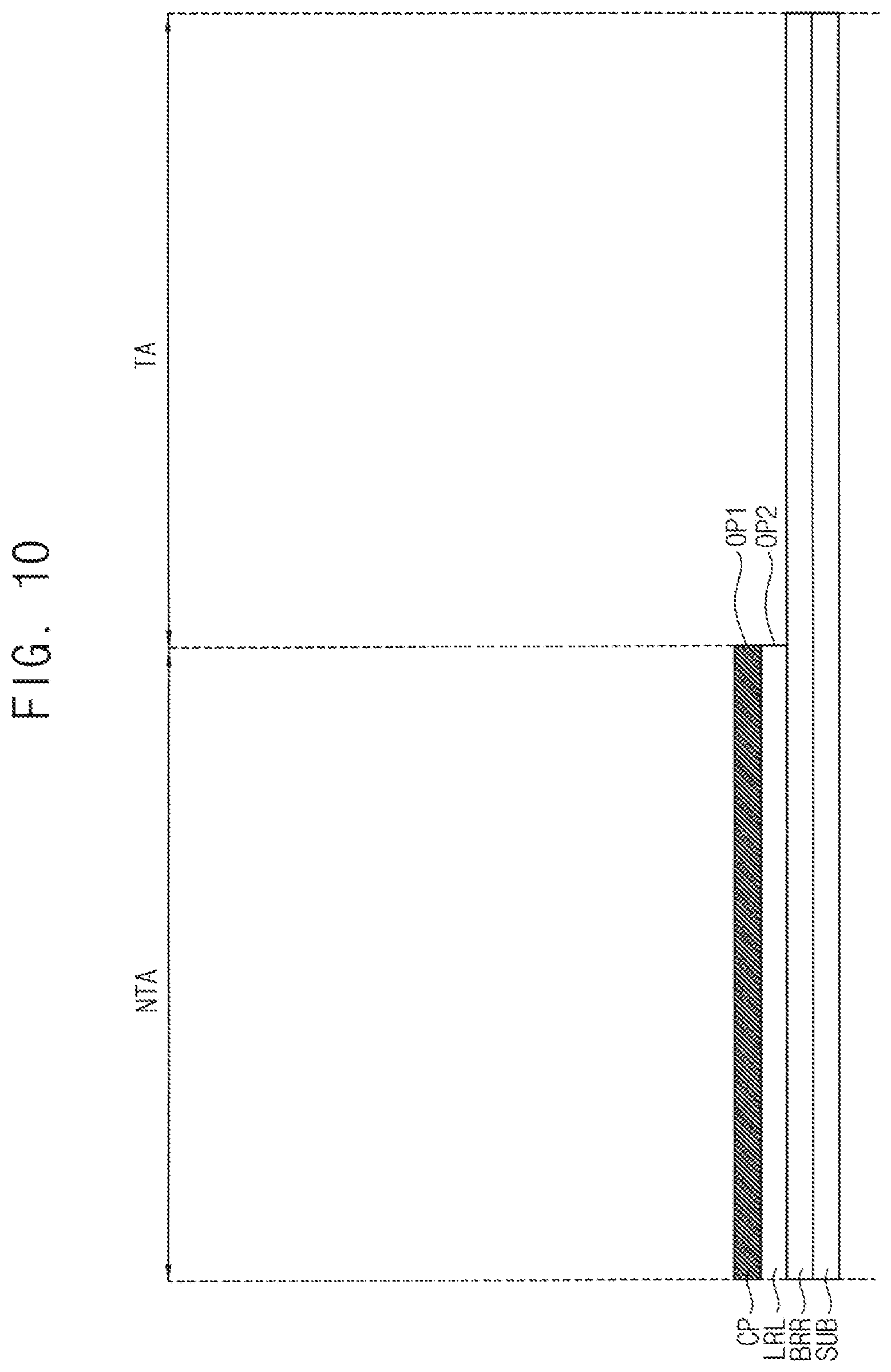 Patent US12563952 Figure 9 – Display device with aligned openings in a polarizing film and conductive layers and method of manufacturing the same