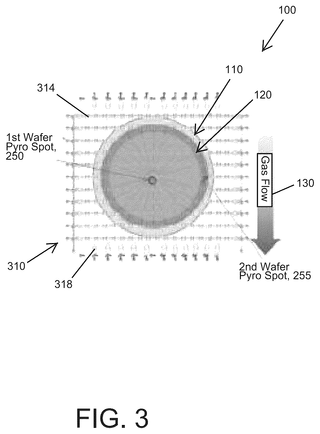 Patent US12564001 Figure 3 – Dual pyrometer systems for substrate temperature control during film deposition