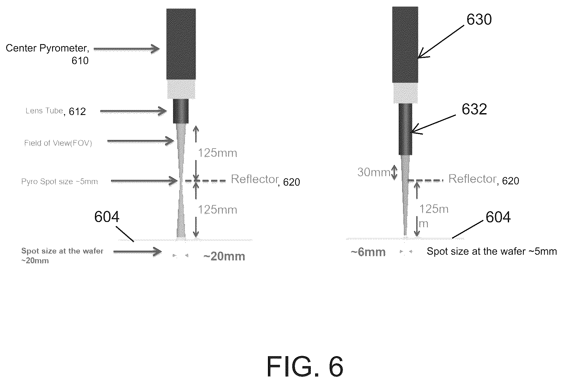 Patent US12564001 Figure 6 – Dual pyrometer systems for substrate temperature control during film deposition