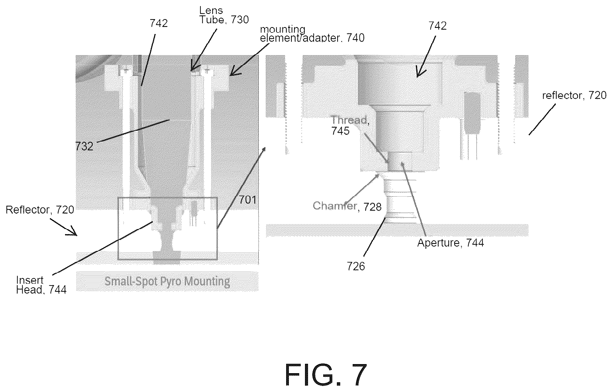 Patent US12564001 Figure 7 – Dual pyrometer systems for substrate temperature control during film deposition