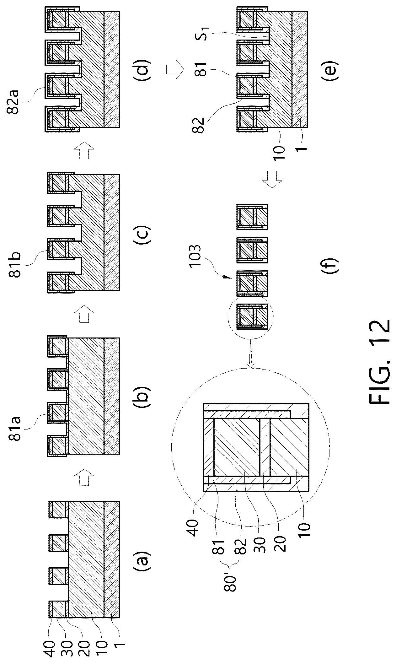 Patent US12564005 Figure 12 – Ultra-thin transfer film of ultra-thin LED element for manufacturing ultra-thin LED electrode assembly using laser-assisted multi-chip transfer printing, ultra-thin LED electrode assembly, and manufacturing method thereof