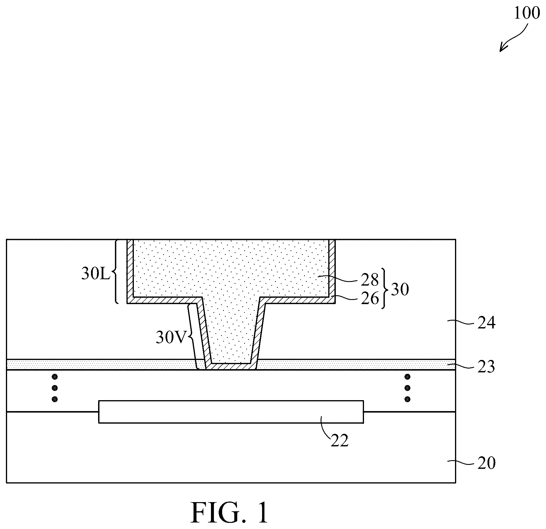 Patent US12564025 — Interconnect with redeposited metal capping and method forming same — Figure 1