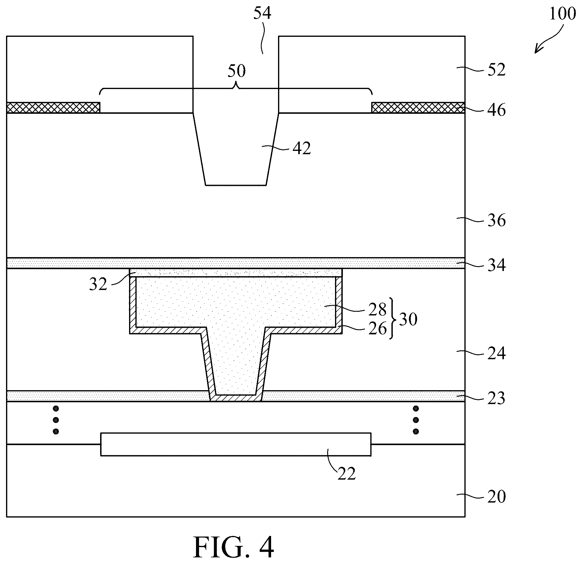 Patent US12564025 Figure 4 – Interconnect with redeposited metal capping and method forming same