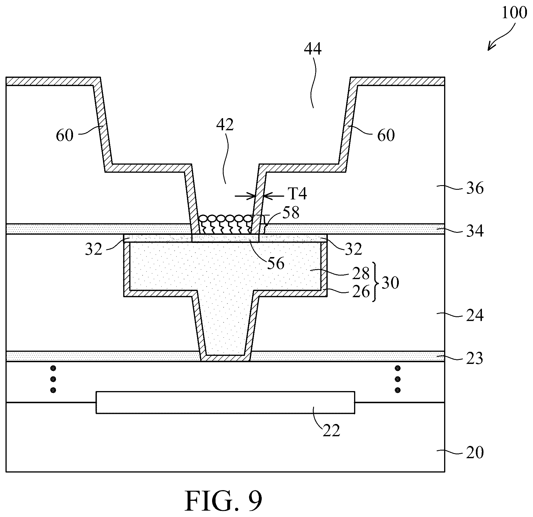 Patent US12564025 Figure 9 – Interconnect with redeposited metal capping and method forming same