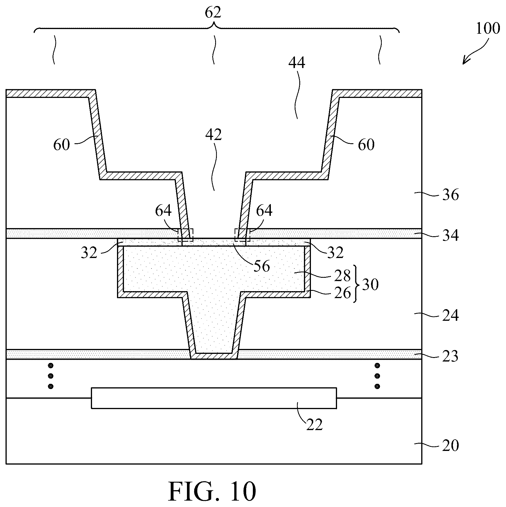 Patent US12564025 Figure 10 – Interconnect with redeposited metal capping and method forming same
