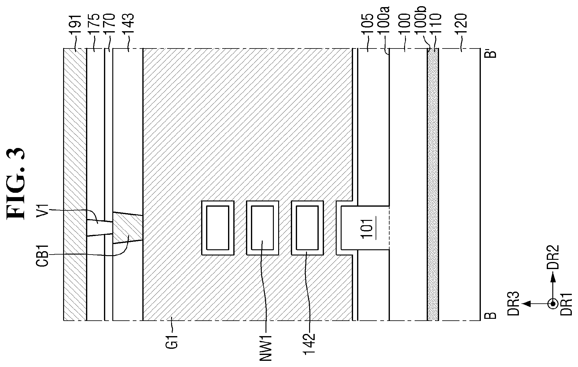 Patent US12564032 Figure 3 – Semiconductor device with improved reliability of a connection relation between a through via and a lower wiring layer