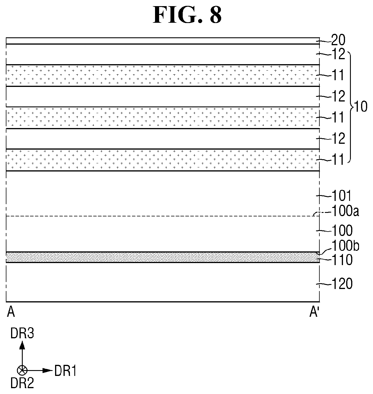 Patent US12564032 Figure 8 – Semiconductor device with improved reliability of a connection relation between a through via and a lower wiring layer