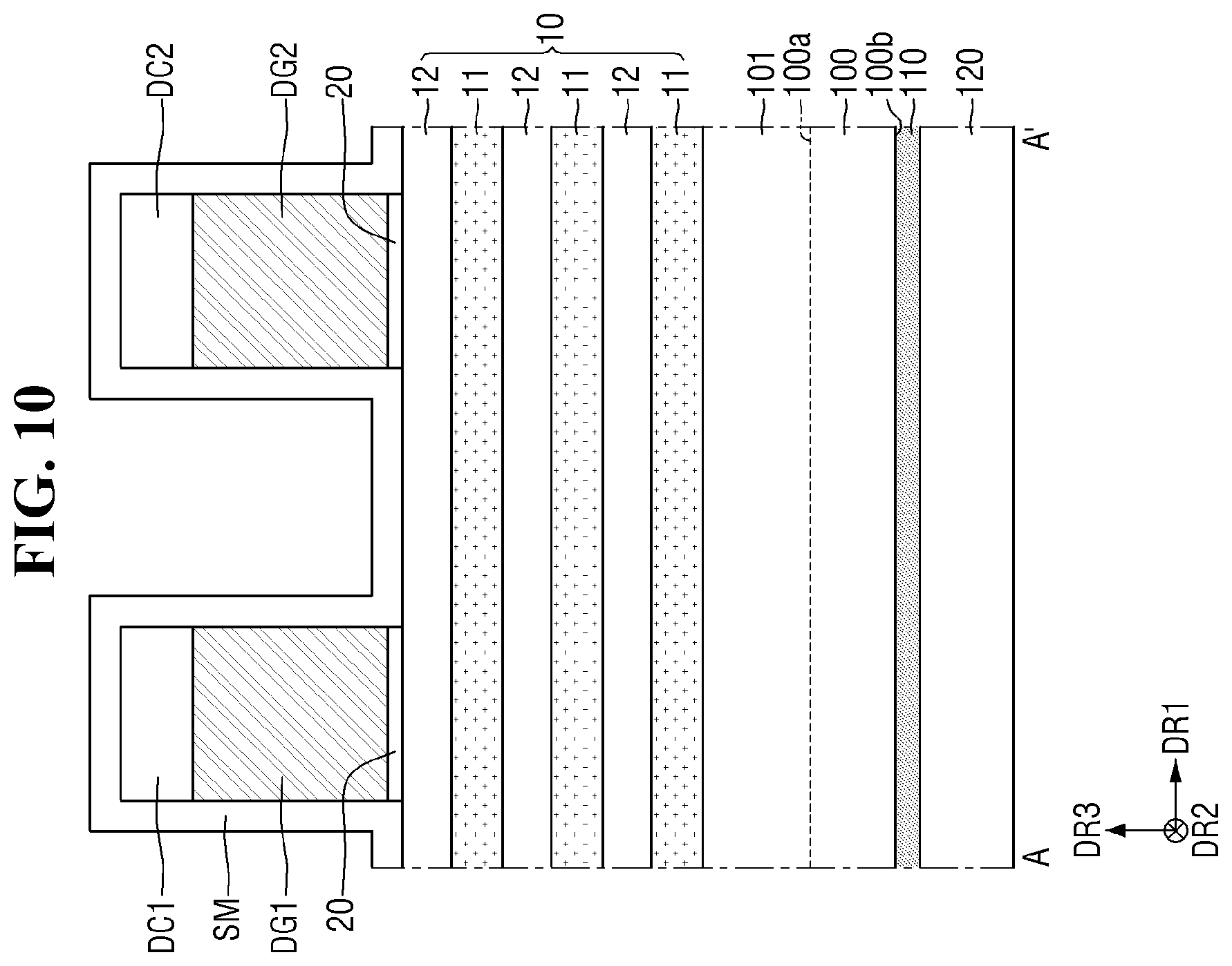 Patent US12564032 Figure 10 – Semiconductor device with improved reliability of a connection relation between a through via and a lower wiring layer
