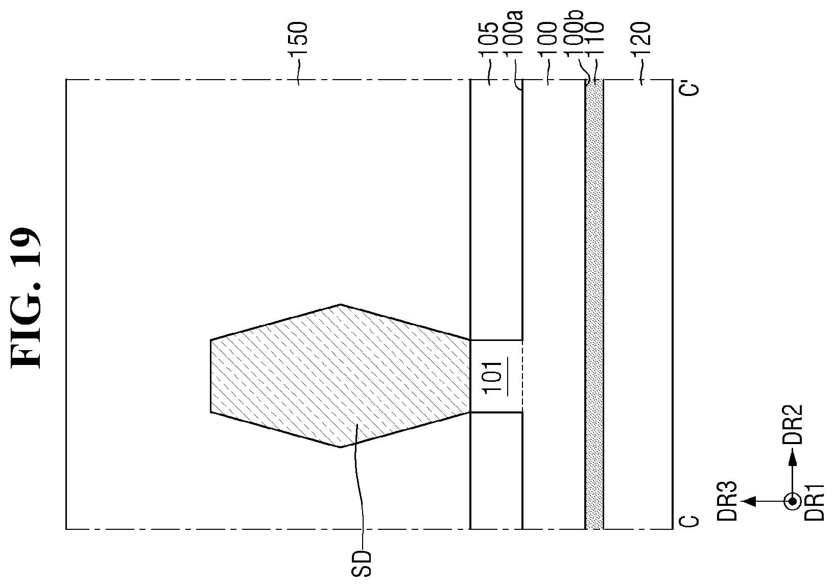 Patent US12564032 Figure 19 – Semiconductor device with improved reliability of a connection relation between a through via and a lower wiring layer