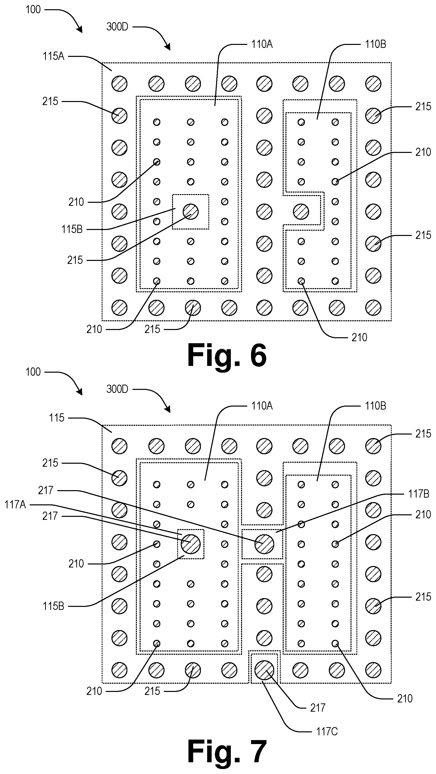 Patent US12564033 Figure 4 – Semiconductor device with through substrate conductive pillars having different cross-sectional areas and method of making