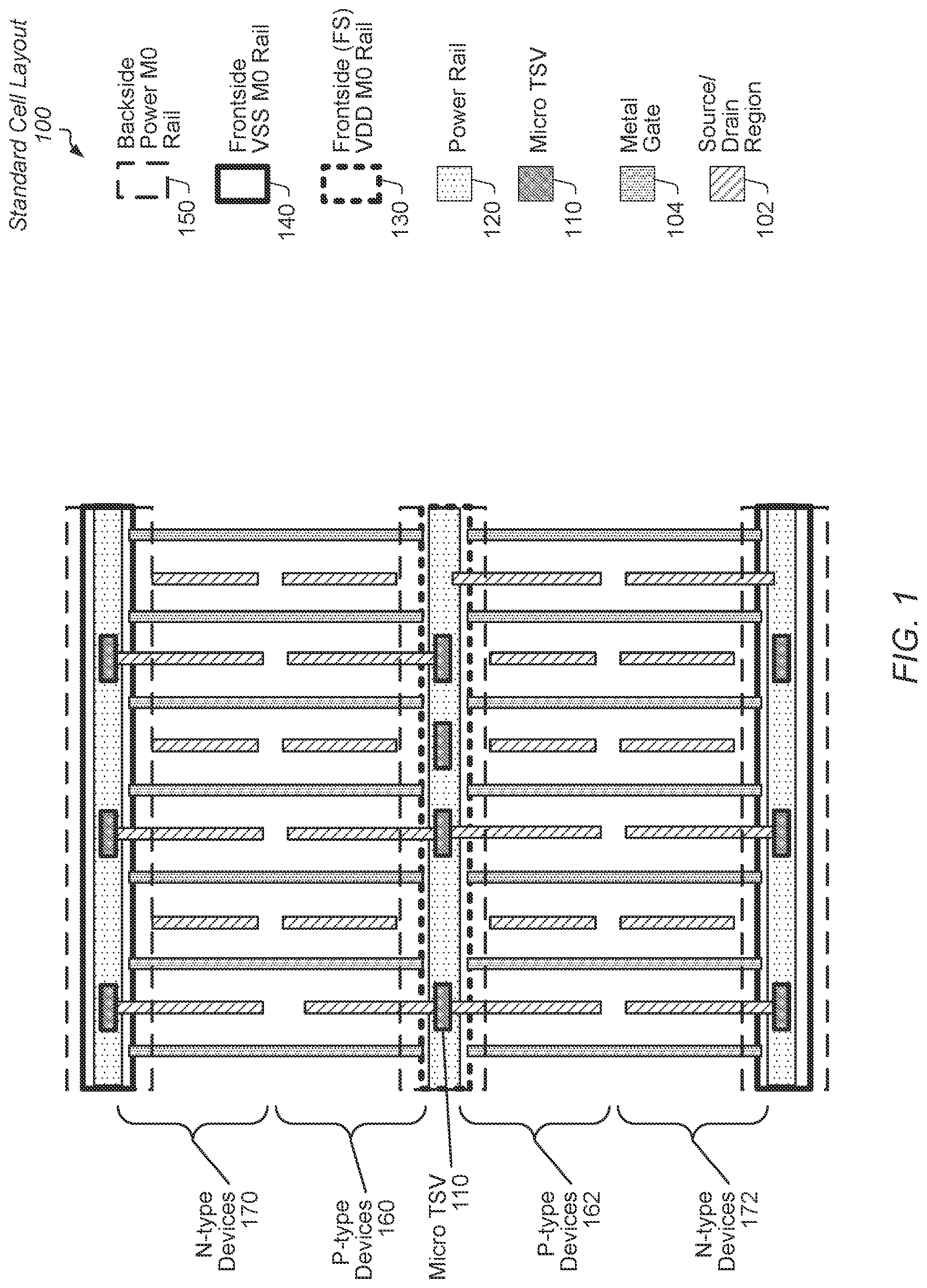 Patent US12564040 Figure 1 – Power via with reduced resistance