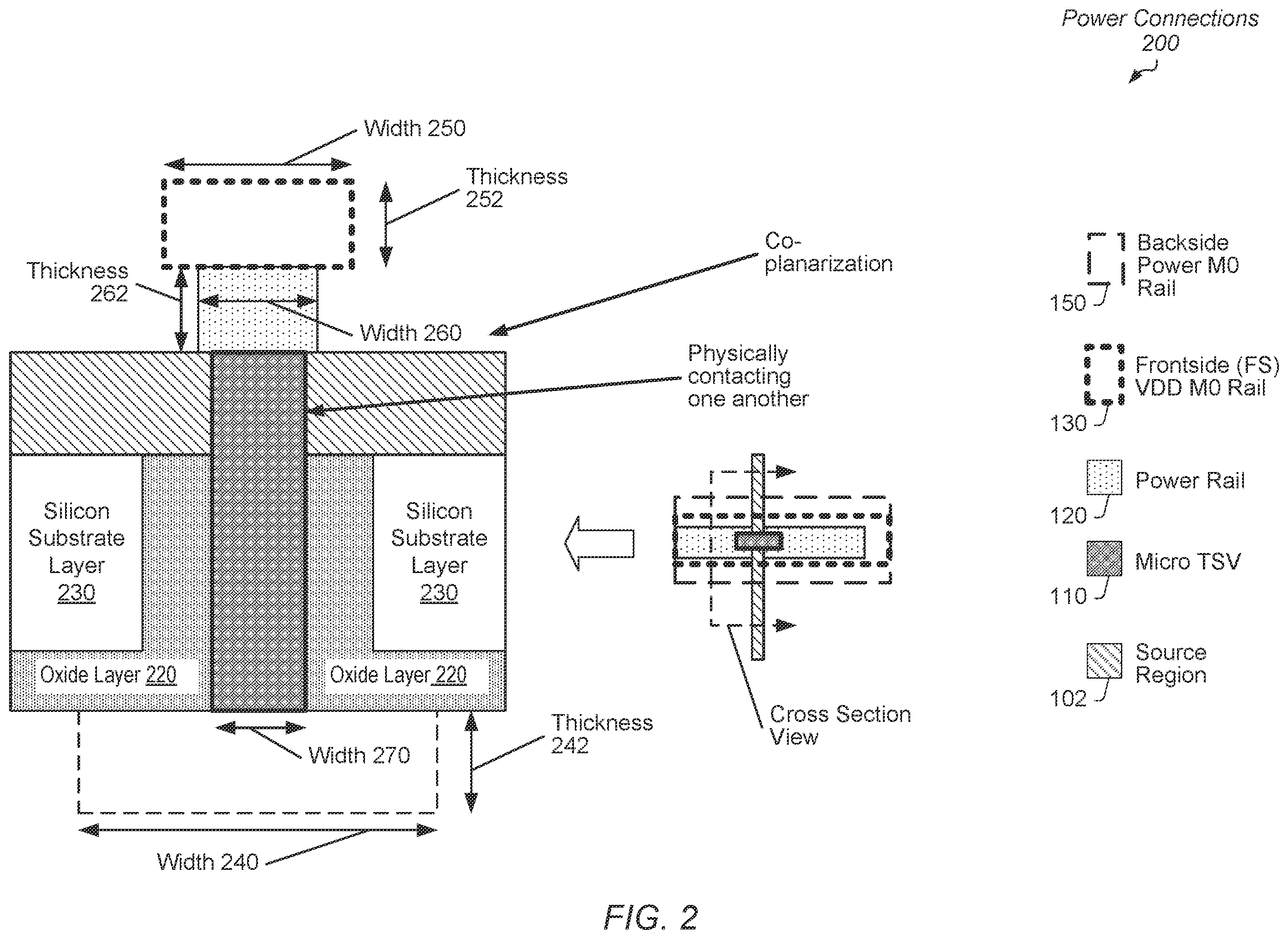 Patent US12564040 Figure 2 – Power via with reduced resistance